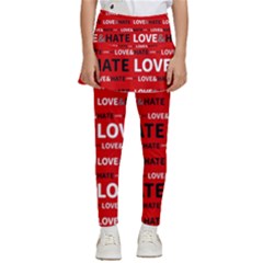 Love And Hate Typographic Design Pattern Kids  Skirted Pants by dflcprintsclothing