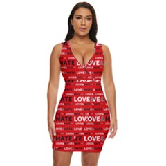 Love And Hate Typographic Design Pattern Draped Bodycon Dress by dflcprintsclothing