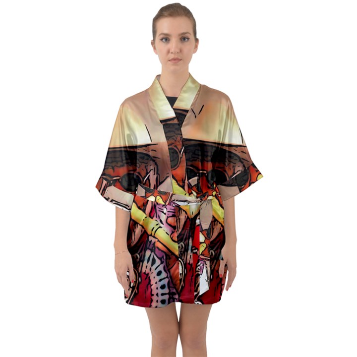 A7502d16-00ec-4c54-8555-4c8710408c05 Half Sleeve Satin Kimono 