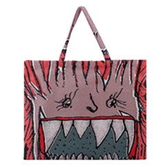 Evil Monster Close Up Portrait Zipper Large Tote Bag by dflcprintsclothing