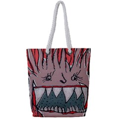 Evil Monster Close Up Portrait Full Print Rope Handle Tote (small) by dflcprintsclothing