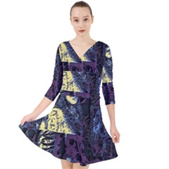 Glitch Witch Ii Quarter Sleeve Front Wrap Dress by MRNStudios