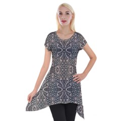 Old Style Decorative Seamless Pattern Short Sleeve Side Drop Tunic