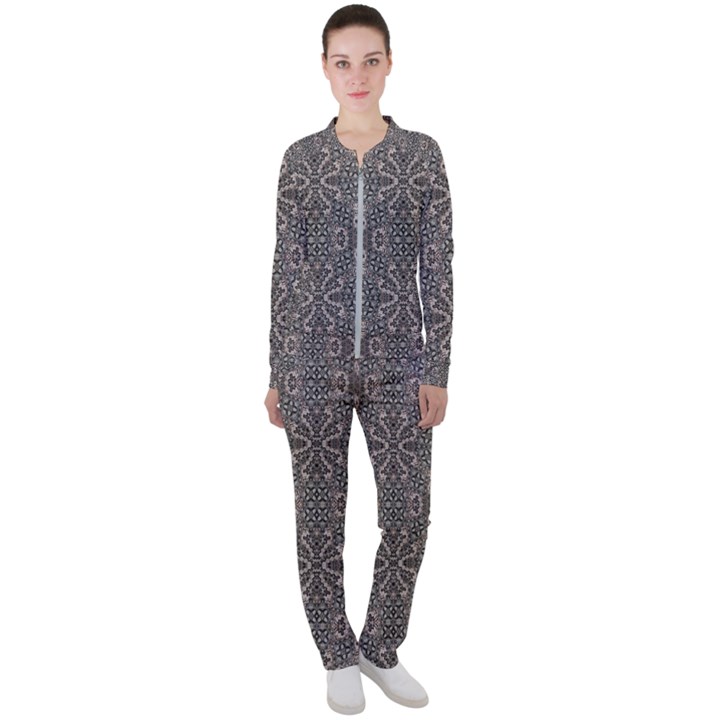 Old Style Decorative Seamless Pattern Casual Jacket and Pants Set