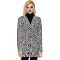 Old Style Decorative Seamless Pattern Button Up Hooded Coat 