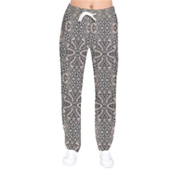 Old Style Decorative Seamless Pattern Women Velvet Drawstring Pants by dflcprintsclothing