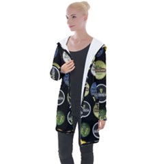 Beer Brands Logo Pattern Longline Hooded Cardigan