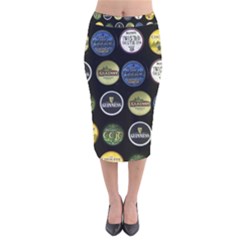 Beer Brands Logo Pattern Velvet Midi Pencil Skirt by dflcprintsclothing