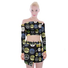 Beer Brands Logo Pattern Off Shoulder Top With Mini Skirt Set by dflcprintsclothing