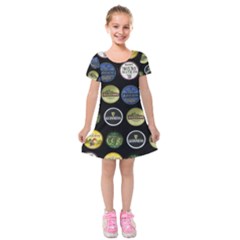 Beer Brands Logo Pattern Kids  Short Sleeve Velvet Dress