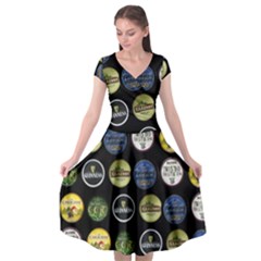 Beer Brands Logo Pattern Cap Sleeve Wrap Front Dress by dflcprintsclothing