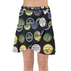 Beer Brands Logo Pattern Wrap Front Skirt by dflcprintsclothing