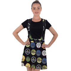 Beer Brands Logo Pattern Velvet Suspender Skater Skirt