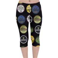 Beer Brands Logo Pattern Velvet Capri Leggings  by dflcprintsclothing