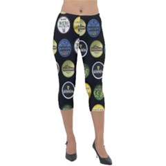 Beer Brands Logo Pattern Lightweight Velour Capri Leggings  by dflcprintsclothing