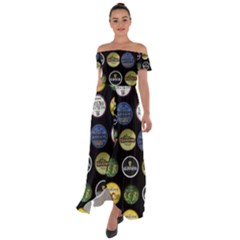 Beer Brands Logo Pattern Off Shoulder Open Front Chiffon Dress by dflcprintsclothing