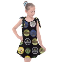 Beer Brands Logo Pattern Kids  Tie Up Tunic Dress by dflcprintsclothing