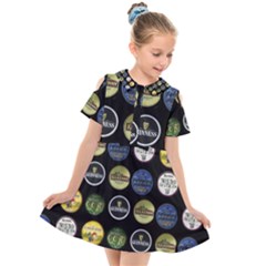 Beer Brands Logo Pattern Kids  Short Sleeve Shirt Dress by dflcprintsclothing