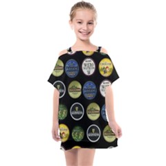 Beer Brands Logo Pattern Kids  One Piece Chiffon Dress by dflcprintsclothing