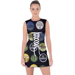 Beer Brands Logo Pattern Lace Up Front Bodycon Dress by dflcprintsclothing