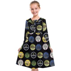 Beer Brands Logo Pattern Kids  Midi Sailor Dress by dflcprintsclothing