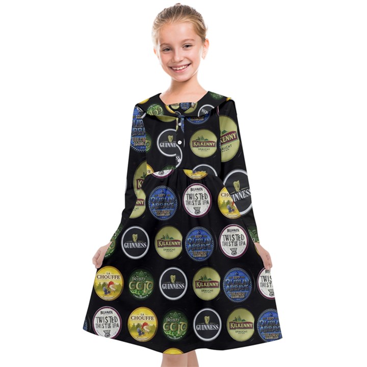 Beer Brands Logo Pattern Kids  Midi Sailor Dress