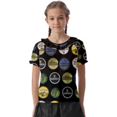 Beer Brands Logo Pattern Kids  Frill Chiffon Blouse by dflcprintsclothing