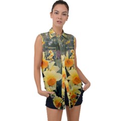 Sunny Day Sleeveless Chiffon Button Shirt