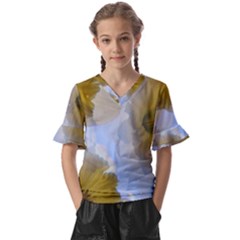 Triple Vision Kids  V-neck Horn Sleeve Blouse