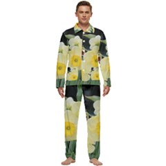 Daffodils In Bloom Men s Long Sleeve Velvet Pocket Pajamas Set