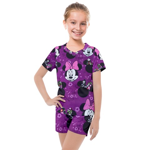 Minnie Mouse Vintage Plant Seamless Pattern Vectors 06 Kids  Mesh Tee And Shorts Set by minniemouse