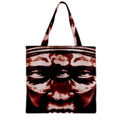 Creepy Head Portrait Artwork Zipper Grocery Tote Bag by dflcprintsclothing