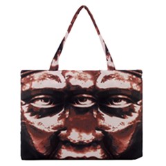 Creepy Head Portrait Artwork Zipper Medium Tote Bag by dflcprintsclothing