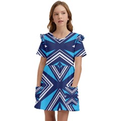 Abstract Pattern Geometric Backgrounds  Kids  Frilly Sleeves Pocket Dress