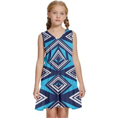 Abstract Pattern Geometric Backgrounds  Kids  Sleeveless Tiered Mini Dress