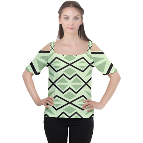 Abstract Pattern Geometric Backgrounds Cutout Shoulder Tee by Eskimos