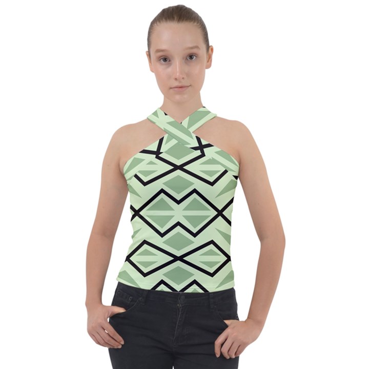 Abstract pattern geometric backgrounds Cross Neck Velour Top