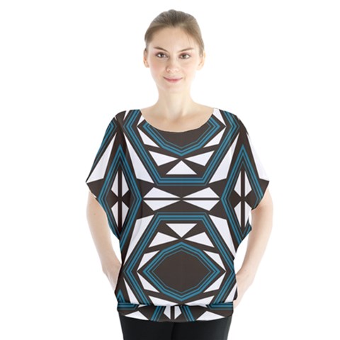 Abstract Pattern Geometric Backgrounds Batwing Chiffon Blouse by Eskimos