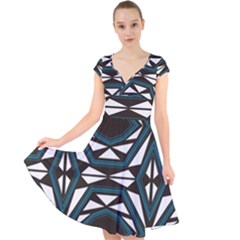 Abstract Pattern Geometric Backgrounds Cap Sleeve Front Wrap Midi Dress by Eskimos