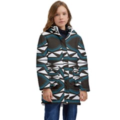 Abstract Pattern Geometric Backgrounds Kid s Hooded Longline Puffer Jacket