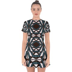 Abstract Pattern Geometric Backgrounds Drop Hem Mini Chiffon Dress by Eskimos