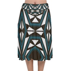 Abstract Pattern Geometric Backgrounds Velvet Flared Midi Skirt by Eskimos