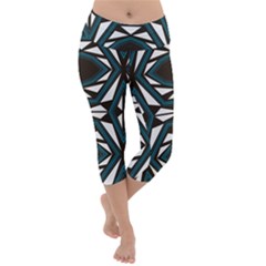 Abstract Pattern Geometric Backgrounds Lightweight Velour Capri Yoga Leggings by Eskimos