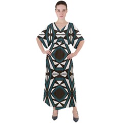 Abstract Pattern Geometric Backgrounds V-neck Boho Style Maxi Dress by Eskimos