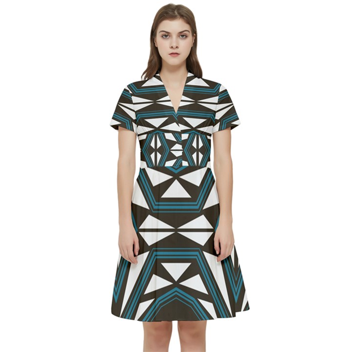 Abstract pattern geometric backgrounds Short Sleeve Waist Detail Dress