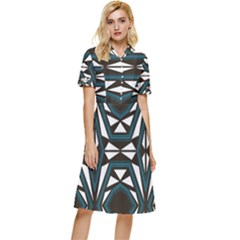 Abstract Pattern Geometric Backgrounds Button Top Knee Length Dress