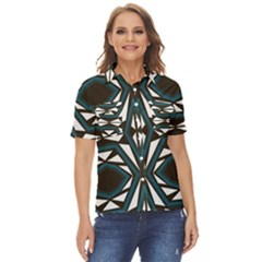 Abstract Pattern Geometric Backgrounds Women s Short Sleeve Double Pocket Shirt