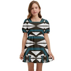 Abstract Pattern Geometric Backgrounds Kids  Short Sleeve Dolly Dress