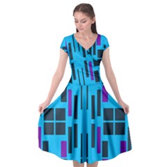 Abstract Pattern Geometric Backgrounds Cap Sleeve Wrap Front Dress