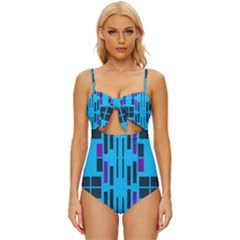 Abstract Pattern Geometric Backgrounds Knot Front One-piece Swimsuit